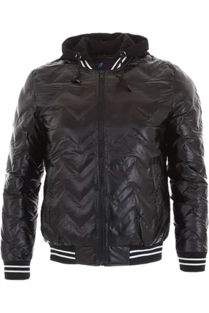 Merkloos HerenJack Leather Gewatteerd Capuchon black