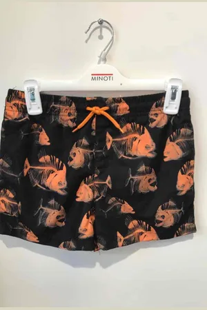 Minoti Zwemshort black orange fish 128/134