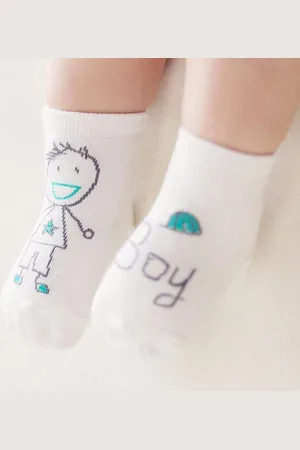 Merkloos Baby sokjes - Babysokjes met anti-slip laagje - Boy - 12-24 maanden - Veilige eerste stapjes