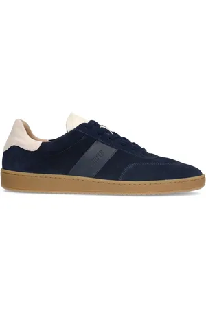Manfield Heren - Navy blauwe suède sneakers