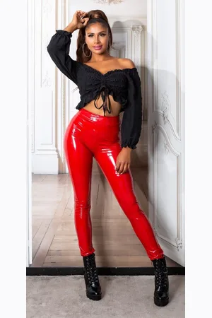 Merkloos BROEK MET DOORLOPENDE RITS LAK/PVC - \ S wetlook