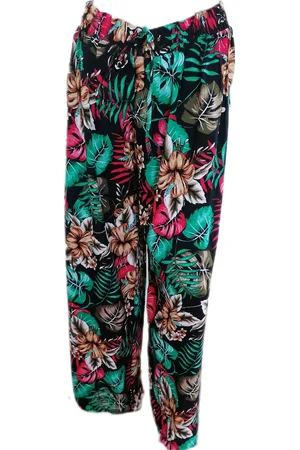 Merkloos Dames - Zomerbroek - Broek - Yoga Broek - Strand broek - Dames - Wide Leg - Comfort - Elastische Band - Kleur /Groen/Rood/Rose