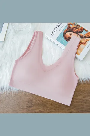 Merkloos Gudia mama kanten crop top - zachte cami - ingebouwde padding - bh-loos - premium kanten stof - u-vormige rug - perfect voor grote of medium borsten - - (M-L)
