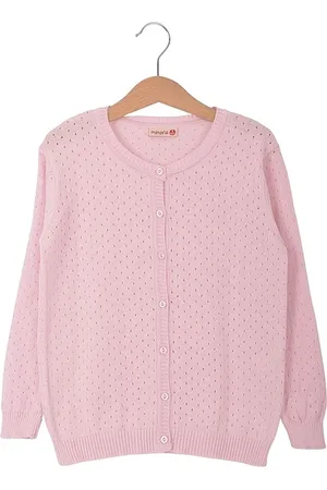 Merkloos Minora kinderkleding meisjes-5 Jaar-Gebreide Jas - Cardigan voor Meisjes en Jongens- Hoogwaardige Baby Kleding- Ronde Hals Vest- lange mouwen-Roze-Sinterklaas cadeautjes