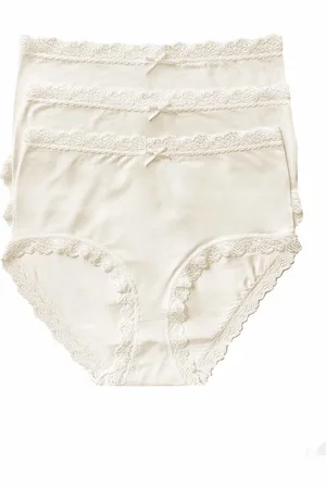 Nina Von C. 3-pack dames Taille slips - Kanten modal dames onderbroek - Katoenen kruisje - 48