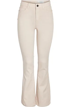 Noisy May Jeans Nmsallie Hw Flare Jeans Oatmeal Noo 27029277 Oatmeal Dames