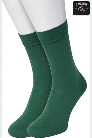 Bonnie Doon Basic Sokken Kinderen Donker Groen maat 27/30 - 2 paar - Unisex - Jongens en Meisjes - Basis Katoenen Sok - Kids - Gladde Naden - Brede Boord - Perfecte Pasvorm - 2-pack - Multipack - Effen - Donkergroen - - OL7334012.156