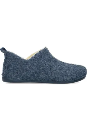 Manfield Heren - Blauwe pantoffels met wol