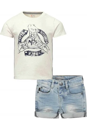 Noppies Koko Noko - - Kledingset - 2DELIG - Broek Jeans Short - Shirt Garborone Oatmeal