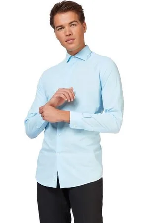 OppoSuits Cool Blue Shirt - Heren Overhemd - Casual Effen Gekleurd - Blauw