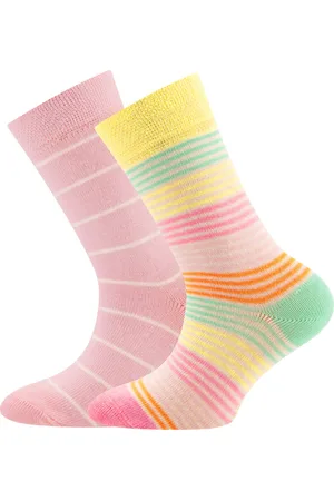 Ewers 2-Pack Kindersokken - Set van 2 paar - Gestreept en Multicolour Streepjes-31/34
