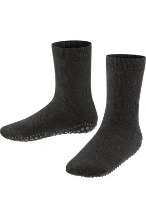 Falke Catspads antislip noppen katoen merinowol huissokken kinderen grijs