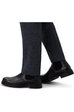 Manfield Heren - Zwarte leren chelsea boots