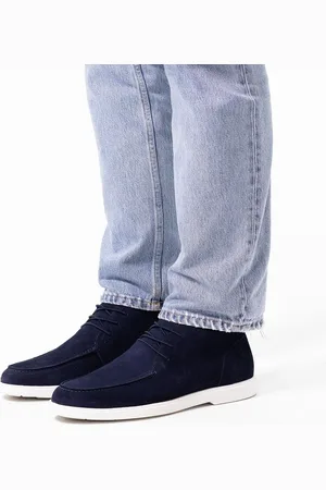 Manfield Heren - Blauwe suède veterboots
