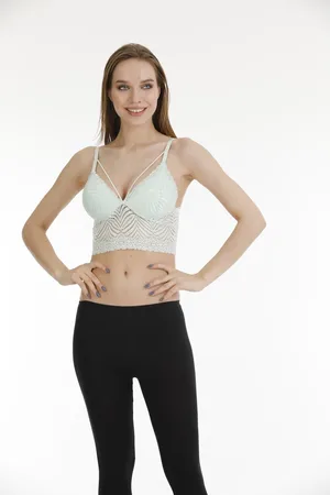 Merkloos AMARANTA-Dames Lace Bralette Met Floral Lace Bra -Verstelbare Schouderband- 75B