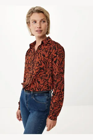 Mexx Longsleeve Blouse Aop Dark Brown -