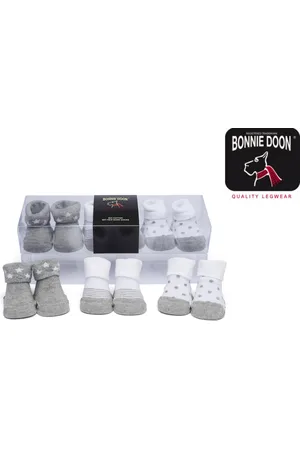 Bonnie Doon Baby Giftset Newborn Sokken 3 paar - 0 tot 6 maand - Kraamcadeau - Biologisch Katoen - GOTS Gecertificeerd - Gift Box - Perfect Kraam Cadeau - Zacht Organisch Katoen - Gladde Naden - Prints - Light Grey Heather - BP214199.107