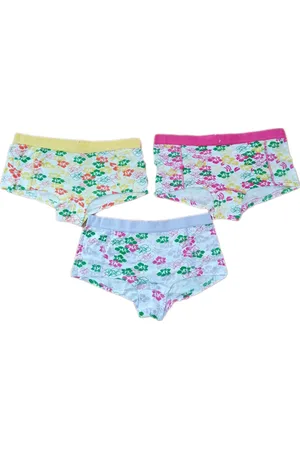 Merkloos Dames - Ondergoed - Hipster - Set van 3 - Bloem Motief - Kleur , Geel, Paars