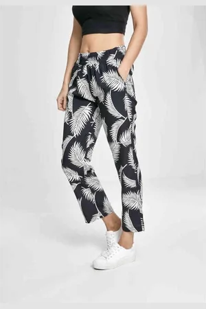 Urban classics Elastic Waist AOP Capri broek - XS - /Wit