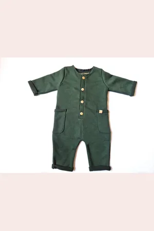 Merkloos Charles Groen baby jumpsuit | Jurkjes & Jumpsuits | Moonbloom Création