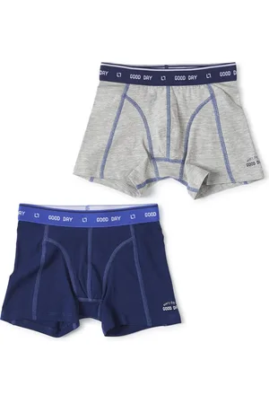 Little Label Boxershorts 2-pack - grey melee & dark blue - maat: 98/104 - bio-katoen