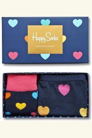 Happy Socks Hearts Giftbox Slip en Sokken -