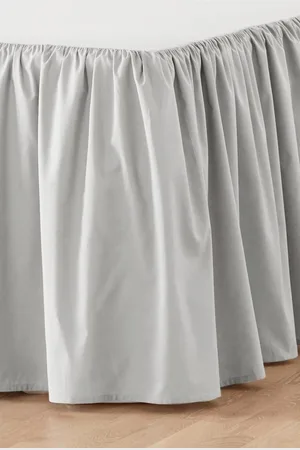 Merkloos Zack Volant Bedrok van 100% biologisch katoen - hoogte 60 cm - lichtgrijs - afmeting 90 x 200 cm Corner Bed Skirt