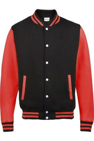 AWDis Varsity jacket, Jet Black/Fire Red