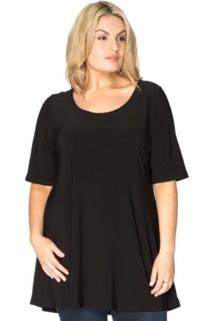 Yoek | Grote maten - dames t-shirt korte mouw- zwart