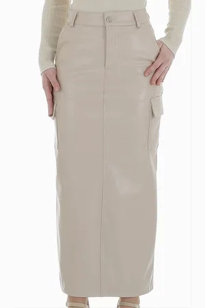Merkloos Dilena fashion rok lang leder