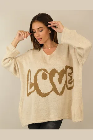 Merkloos Pullover - trui met bloemen - wintertrui - warme trui