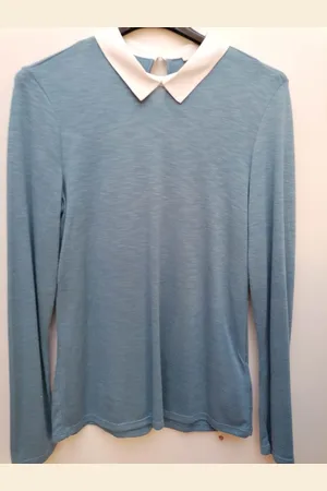 ESPRIT Beeldige blauwe pull met witte col - - maat M
