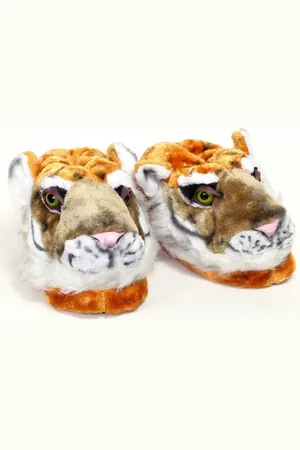 Merkloos Kinder dierensloffen tijger S (34-36)