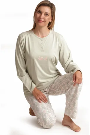 Cocodream Dames Pyjama Katoen - Green Flower