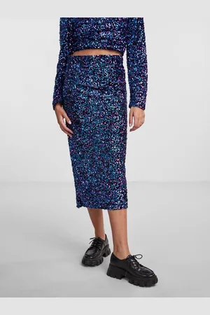 Pieces® Kam Hw Midi Skirt Black Purple Silver S