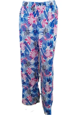 Merkloos Dames - Zomerbroek - Broek - Yoga Broek - Strand broek - Dames - Wide Leg - Comfort - Elastische Band - Kleur Lichtblauw/Rose/Groen