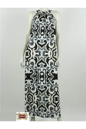 Merkloos Halterjurk - Maxi - Sevilla - Fantasie Print - Zwart - One Size (