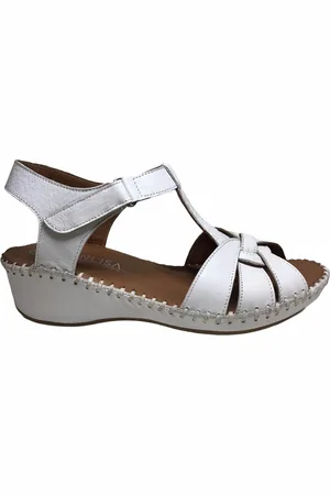 Merkloos Manlisa velcro 5 cm sleehak lederen comfort sandalen S147-20-1915 40