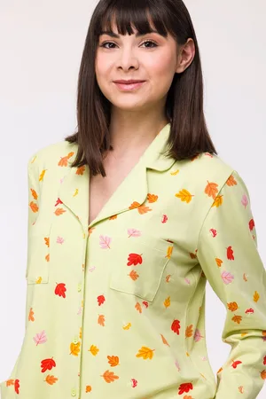 Woody Meisjes-Dames Pyjama herfst print lichtgr - maat 164/14J