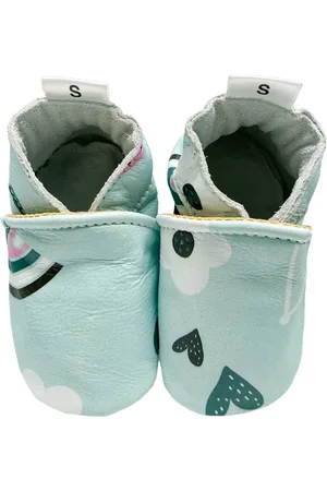 Babysteps Mintkleurige bedrukte babyslofjes van maat XS
