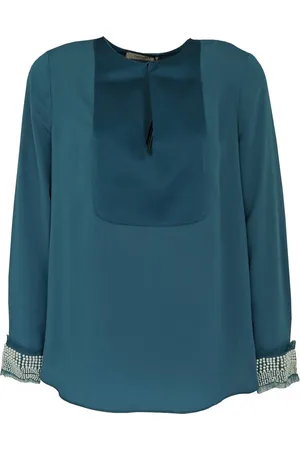 Twin-Set Twinset • caribbean blauwe blouse met parels • maat S (IT42)