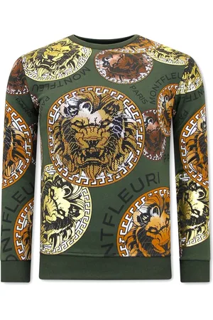 TONY BACKER Heren Sweater met Print - Leeuw Head - 3727
