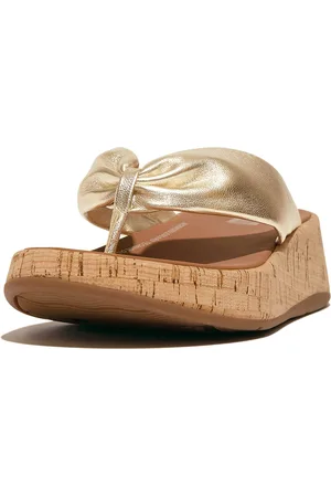 FitFlop F-mode Leather-twist Flatform Toe-thongs Slippers EU 39 Vrouw