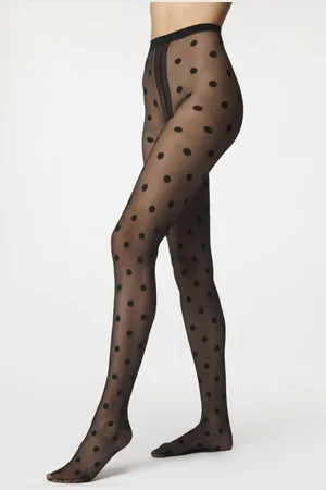 Gatta Lycra Satin sheers mesh panty Funny 07 20DEN met grote stippen zwart, maat M (3)