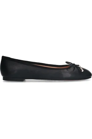 Manfield Dames - Zwarte leren ballerina