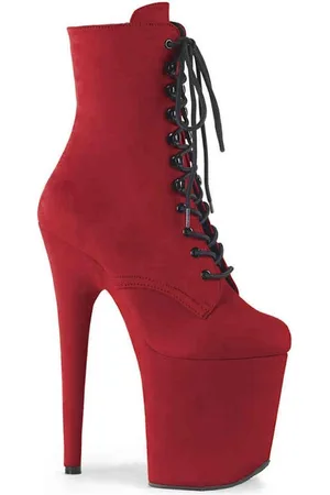 Pleaser FLAMINGO-1020FS (EU 39 = US 9) 8 Heel, 4 PF Lace-Up Ankle Boot, Side Zip