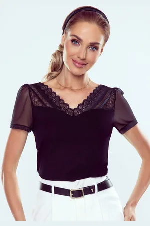 Eldar Mooie kanten zwarte blouse- Elois L