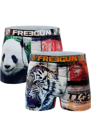 Freegun Jongens boxershorts microvezel - 2-pack - maat 116/128 - Tijger/Panda