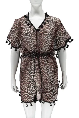 sarlini Overtop Dames Beach Zomerjurkje Kaftan Leopard One Size