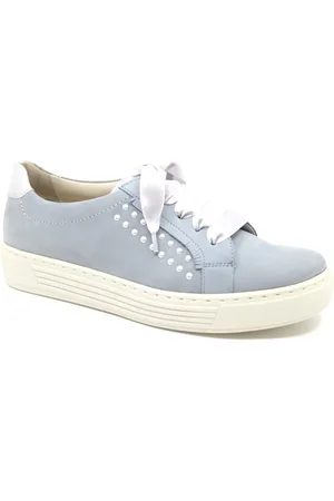 Solidus 32001 80311, Blauwe brede zachte dames sneakers met uitneembaar voetbed